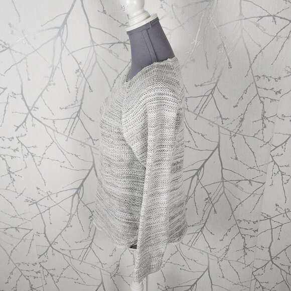 Vince Spacedye Cotton Blend Silk Trim Raglan Sleeve Sweater - Picture 4 of 7